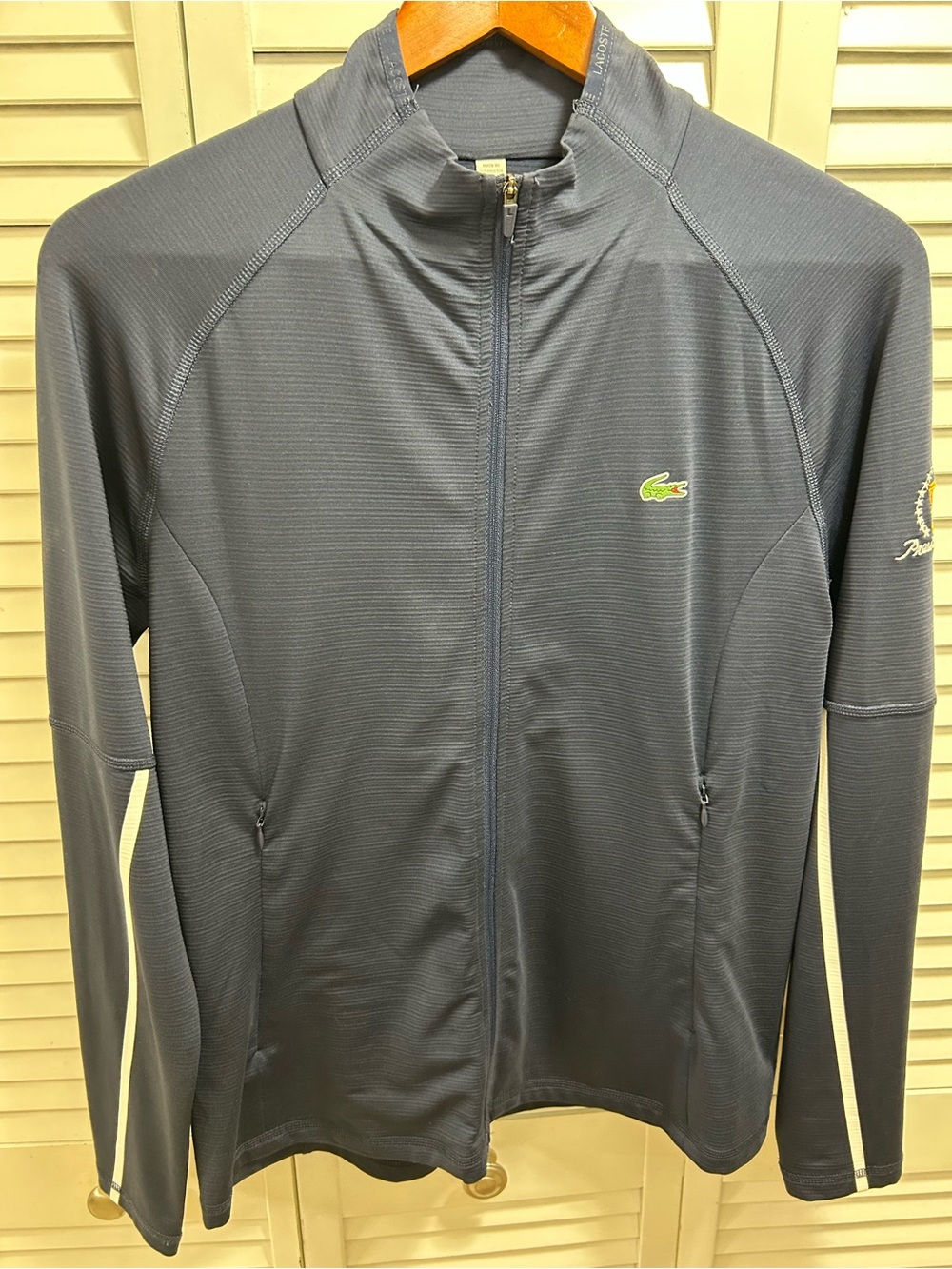 Lacoste women’s Dark Navy Zip-Up Track Jacket w/ Green Crocodile Presidents Cup